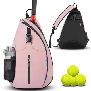 Tennis Sling Backpack Crossbody Water Resistant for Men Women, Compatible for Pickleball Badminton Rackets