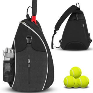 Tennis Sling Backpack Crossbody Water Resistant for Men Women, Compatible for Pickleball Badminton Rackets