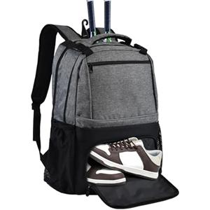 Tennis Racket Bags with Insulated Pocket and Separate Shoe Compartment to Hold Pickleball Paddle, Badminton Squash Racquet, and Accessories