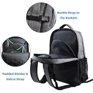 Tennis Racket Bags with Insulated Pocket and Separate Shoe Compartment to Hold Pickleball Paddle, Badminton Squash Racquet, and Accessories