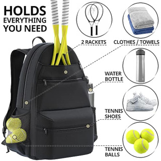 Tennis Backpack for Men & Women Holds 2 Tennis Rackets and Shoes - Tennis Bags With Racquet Holder For Tennis, Pickleball, Squash & Badminton