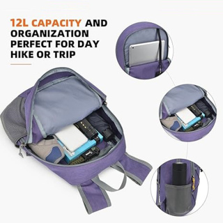 Small Hiking Backpack -12L Lightweight Packable Daypack for Travel Foldable Tear Resistant Backpacks for Women Men