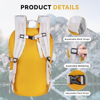 30L Ultra Lightweight Small Backpack for Men Packable Daypack for Travel Water Resistant Daypack for Women(Orange)