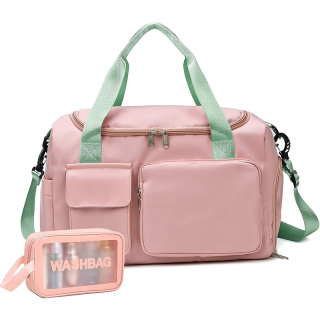 Small Gym Bag for Women, Travel Duffle Bag Carry On Weekender Bag with Shoe Compartment