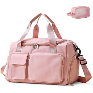 Small Gym Bag for Women, Travel Duffle Bag Carry On Weekender Bag with Shoe Compartment
