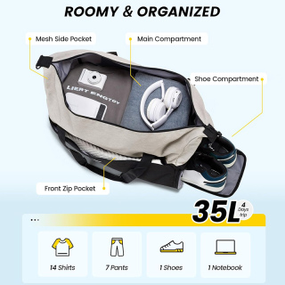 Gym Bag for Women - 35L Duffle Bag for Men Lightweight Duffel Bag with Shoe Compartment Weekender Bag Overnight Bag for Sports Gym Travel - Blue