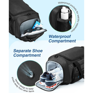 Carry-on Bag, Lightweight Weekend Overnight Bag with Shoe Compartment & Wet Pocket, Water-resistant Workout Duffle Bag for Travel Gym -Green