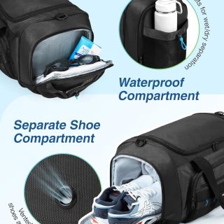 Carry-on Bag, Lightweight Weekend Overnight Bag with Shoe Compartment & Wet Pocket, Water-resistant Workout Duffle Bag for Travel Gym -Green