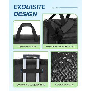 Carry-on Bag, Lightweight Weekend Overnight Bag with Shoe Compartment & Wet Pocket, Water-resistant Workout Duffle Bag for Travel Gym -Green