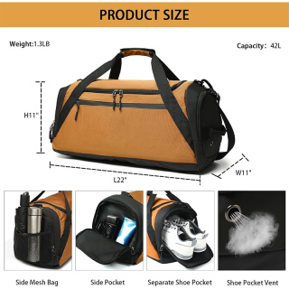 Large Duffle Bag For Men Travel, Weekend Overnight Bag With Shoe Compartment & Wet Pocket, Water Resistant Sports Duffle Bag Gymbag