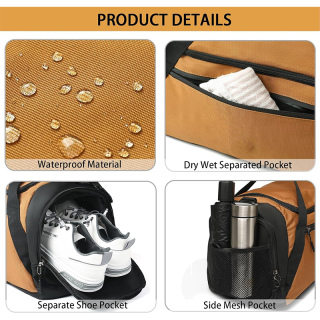 Large Duffle Bag For Men Travel, Weekend Overnight Bag With Shoe Compartment & Wet Pocket, Water Resistant Sports Duffle Bag Gymbag