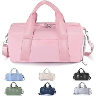 Compact Sports Gym Bag for Women, Cute Mini Duffle Bag with Wet Pocket & Shoes Compartment, Personal Item Travel Workout Bag, 16