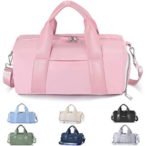 Compact Sports Gym Bag for Women, Cute Mini Duffle Bag with Wet Pocket & Shoes Compartment, Personal Item Travel Workout Bag, 16