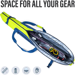 Ski Bag for Air Travel - Padded Ski Bag - Waterproof and Fully Padded Snow Ski Bag for Flying - Up to 175 CM Skis