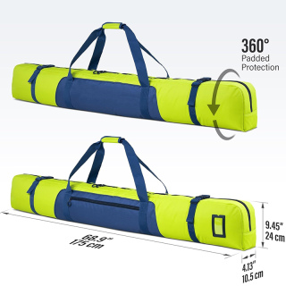 Ski Bag for Air Travel - Padded Ski Bag - Waterproof and Fully Padded Snow Ski Bag for Flying - Up to 175 CM Skis