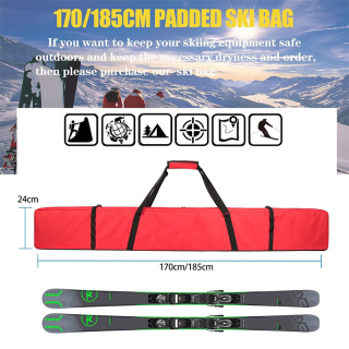 Padded Ski Bag,Waterproof Full Padded Single Ski Travel Bag with Adjustable Shoulder Strap.