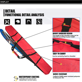Padded Ski Bag,Waterproof Full Padded Single Ski Travel Bag with Adjustable Shoulder Strap.