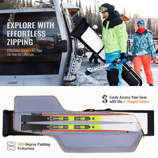 Ski Bag and Boot Bag Combo, Padded Skis Bag for Air Travel, Safety Reinforce Ski Carrier Bag Fits for Skis Up to 200 CM and Boots Up To Size US13