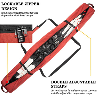 Ski Bag for Air Travel,Single Ski Carry Bag With Fully Padded Protection,Water-Resistant and Durable