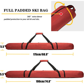 Ski Bag for Air Travel,Single Ski Carry Bag With Fully Padded Protection,Water-Resistant and Durable