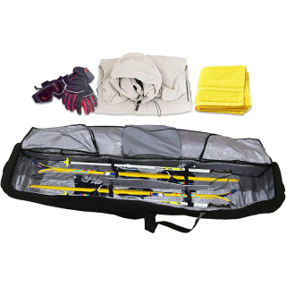 Rolling Ski Bag - Padded Snowboard Bag Carrier with Wheels for Air Travel, fit to Double Pairs of Skis up to 175 or 190 cm
