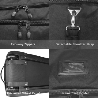 Rolling Ski Bag - Padded Snowboard Bag Carrier with Wheels for Air Travel, fit to Double Pairs of Skis up to 175 or 190 cm