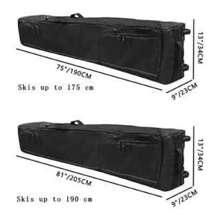 Rolling Ski Bag - Padded Snowboard Bag Carrier with Wheels for Air Travel, fit to Double Pairs of Skis up to 175 or 190 cm