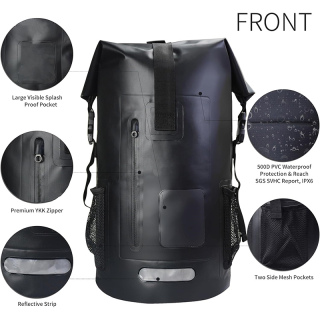 Waterproof Marine Dry Bag Roll Top Backpack, Heavy Duty Dry Sack for Kayaking,Boating,Swimming,Diving,Surfing,Fishing,with Reflective Strip,Green