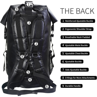 Waterproof Marine Dry Bag Roll Top Backpack, Heavy Duty Dry Sack for Kayaking,Boating,Swimming,Diving,Surfing,Fishing,with Reflective Strip,Green