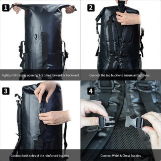 Waterproof Marine Dry Bag Roll Top Backpack, Heavy Duty Dry Sack for Kayaking,Boating,Swimming,Diving,Surfing,Fishing,with Reflective Strip,Green