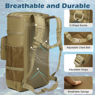 65L Large Travel Backpack for Scuba Diving and Snorkeling Gear & Equipment Holds Scuba Tanks, Diving Mask, Snorkel, Fins, and More, Bag Only (Black)