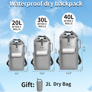 Dry Bag Backpack Waterproof Floating 20L/30L/40L, Dry Bags Waterproof Backpack for Men, Dry Sack Waterproof Bag Kayak