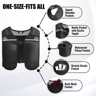 Running Phone Holder Vest Water Bottle | Waterproof Phone Pouch, Reflective | 8 Pockets, Lightweight Hydration | Accessories for Men & Women