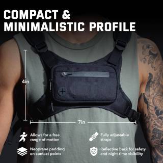Water Resistant Chest Pack - Running Vest for Workouts, Running Phone Holder Extra Storage, Lightweight Running Pack