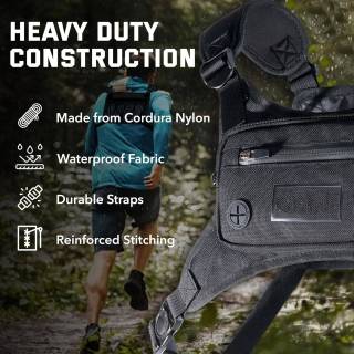 Water Resistant Chest Pack - Running Vest for Workouts, Running Phone Holder Extra Storage, Lightweight Running Pack