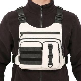 Outdoor Chest Bag for Men, Lightweight Running Vest with Water Bottle Pocket, EDC Chest Pack for Hiking, Cycling