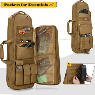 Soft Rifle Case with 3 Magazine Holders, Padded Shoulder Straps, Lockable Zipper and Molle System for Hunting and Shooting