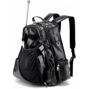 PU Leather Equestrian Backpack with Helmet Holder,Boot Bag Equestrian Horse Riding Bag,Waterproof Large Capacity Equestrian Helmet Bag (All Black)