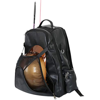 Professional Equestrian Backpack with Concealed Mesh Helmet Holder Waterproof Horse Riding Boots Bag (Blue(PU))