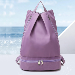 Backpack fitness bag, wet and dry separation, swimming fitness bag, independent shoe compartment, splash-proof storage beach bag