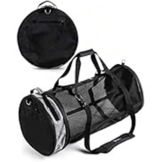 Heavy Duty Mesh Dive Duffel Bag for Scuba Diving, Snorkeling, Swimming, Beach and Travel. Quick Rinse Design. Water-Proof Pocket, Collapsible