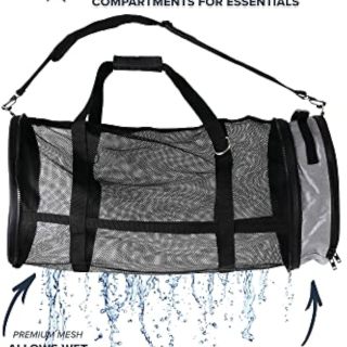Heavy Duty Mesh Dive Duffel Bag for Scuba Diving, Snorkeling, Swimming, Beach and Travel. Quick Rinse Design. Water-Proof Pocket, Collapsible