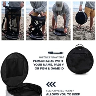 Heavy Duty Mesh Dive Duffel Bag for Scuba Diving, Snorkeling, Swimming, Beach and Travel. Quick Rinse Design. Water-Proof Pocket, Collapsible