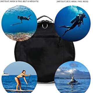 Heavy Duty Mesh Dive Duffel Bag for Scuba Diving, Snorkeling, Swimming, Beach and Travel. Quick Rinse Design. Water-Proof Pocket, Collapsible