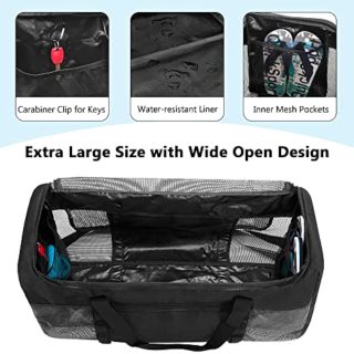 XL Mesh Dive Duffel Bag for Scuba Diving Gear, Oversized Sport Duffle Bag for Snorkeling, Swimming, Beach and Gym Items, Black (Empty Bag Only)