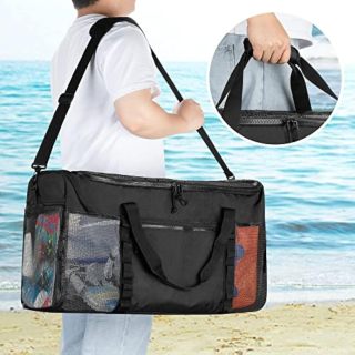 XL Mesh Dive Duffel Bag for Scuba Diving Gear, Oversized Sport Duffle Bag for Snorkeling, Swimming, Beach and Gym Items, Black (Empty Bag Only)