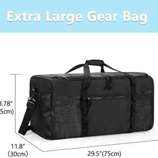 XL Mesh Dive Duffel Bag for Scuba Diving Gear, Oversized Sport Duffle Bag for Snorkeling, Swimming, Beach and Gym Items, Black (Empty Bag Only)