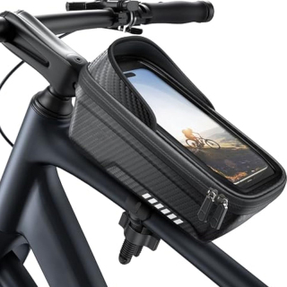[2 in 1] 自転車用電話バッグ、自転車用電話ホルダーマウント、自転車用トップチューブバッグ、レインカバー付きサイクリングポーチ、7インチ以下の携帯電話用自転車アクセサリー