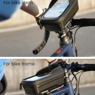 [2 in 1] Bike Phone Bag, Bike Phone Holder Mount, Bicycle Top Tube Bag, Cycling Pouch with Rain Cover, Bike Accessories for Phones Under 7