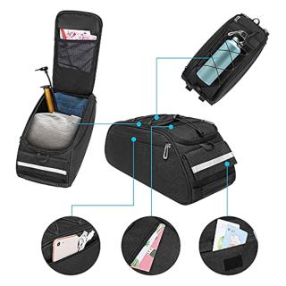 Bike Rack Bag, Waterproof Bicycle Trunk Pannier Rear Seat Pouch Cycling Bike Carrier Backseat Storage Luggage Saddle Shoulder Bag